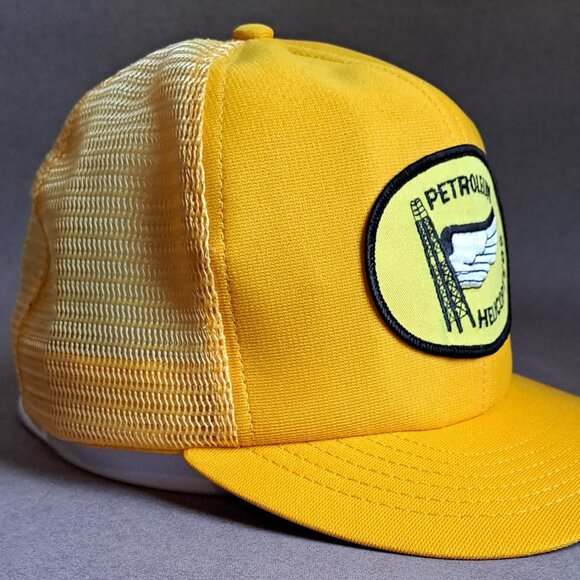 VINTAGE Petroleum Helicopters Patch USED Hat (Yellow, Snapback, Made In USA) - Picture 6 of 9